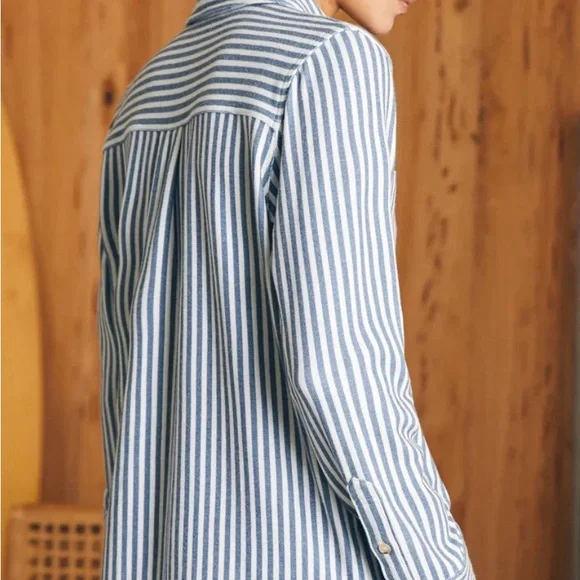 FAHERTY Legend sweater shirt navy blazer stripe medium $168 SUPER SOFT - Picture 3 of 10